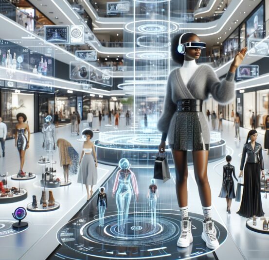 Theme:,Futuristic,,Modern,,Digital,Concept:,A,Woman,Shops,At,A